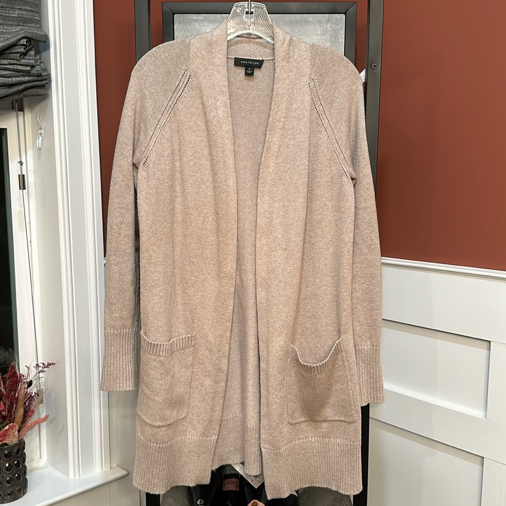 Ann Taylor long light brown cardigan